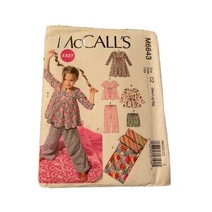 McCall's M6643 Sewing Pattern Girls Dress Top Shorts Pants Sleeping Bag M L XL
